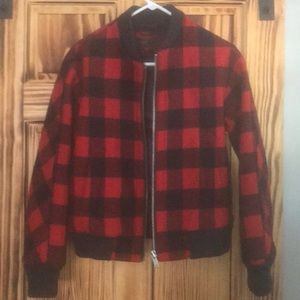 Buffalo plaid bomber jacket